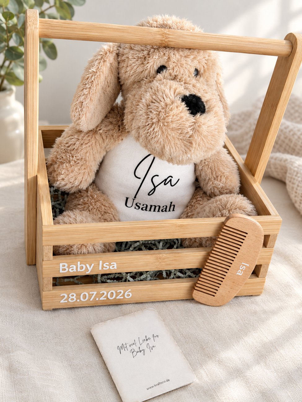 Personalised plush gift basket